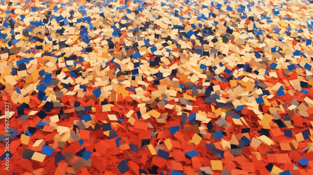 Fototapeta premium Colorful confetti scattered across a surface celebrating a festive occasion with vibrant hues