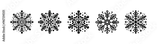 Snowflakes Set, Snow-flakes winter collection, vector illustration