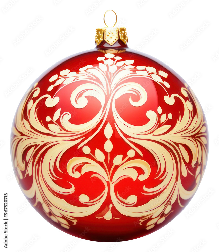 Fototapeta premium PNG Round christmas ornament pattern gold red.