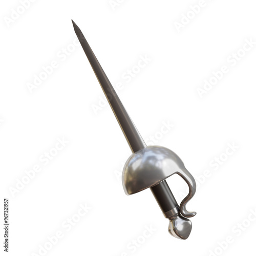 French 3D Rapier Sword Historical Weapon Model photo