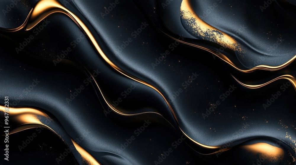 A sleek black surface features elegant golden melting patterns, creating a striking visual effect perfect for contemporary design A sleek black surface features elegant golden melting patterns, creating a striking visual effect perfect for contemporary design