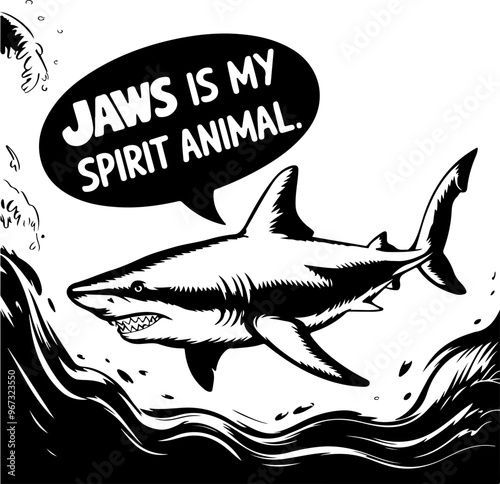 Playful Shark Illustration with Bold Quote