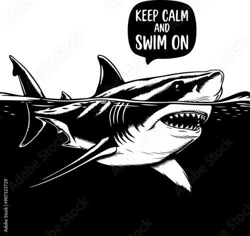 Stylized Shark with Motivational Quote