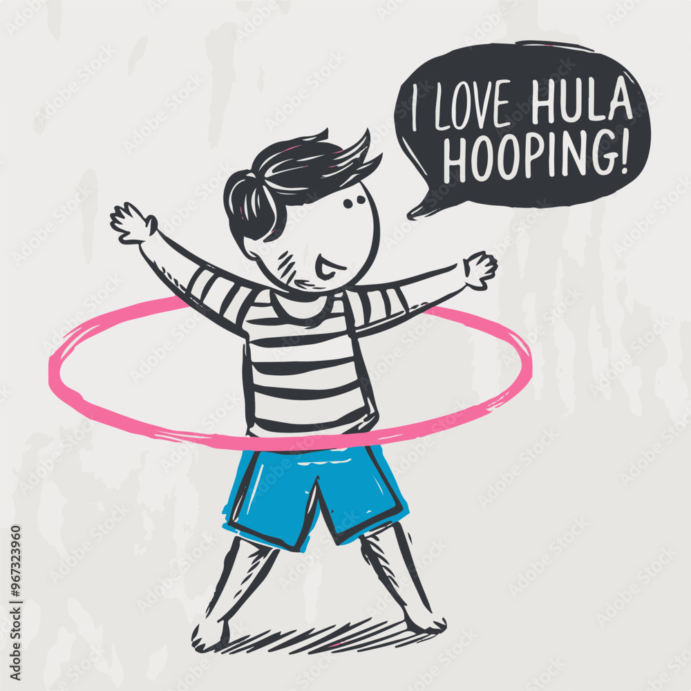 Playful Child Enjoying Hula Hooping Fun Playful Child Enjoying Hula Hooping Fun