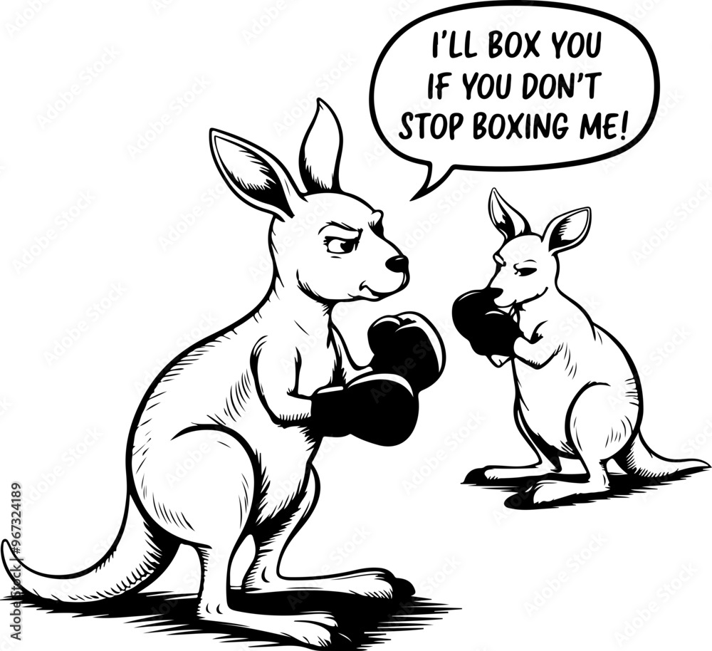 Boxing Kangaroos: A Playful Cartoon Encounter Boxing Kangaroos: A Playful Cartoon Encounter