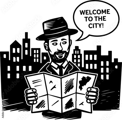 City Tourist with Map: Welcome to the City!
