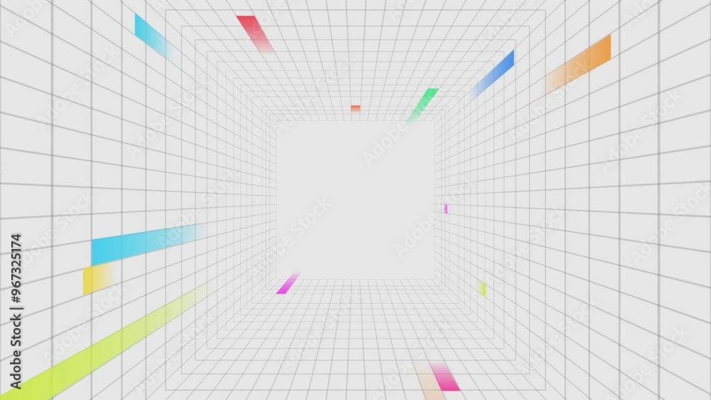 Dynamic grid tunnel on gray screen background - 4K video Dynamic grid tunnel on gray screen background - 4K video