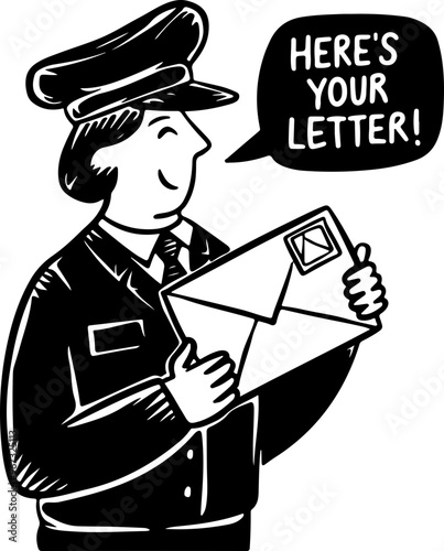 Cartoon Postman Delivering a Letter with Cheerful Expression