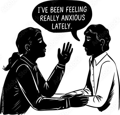 Counseling Session: Discussing Anxiety in Silhouette Art