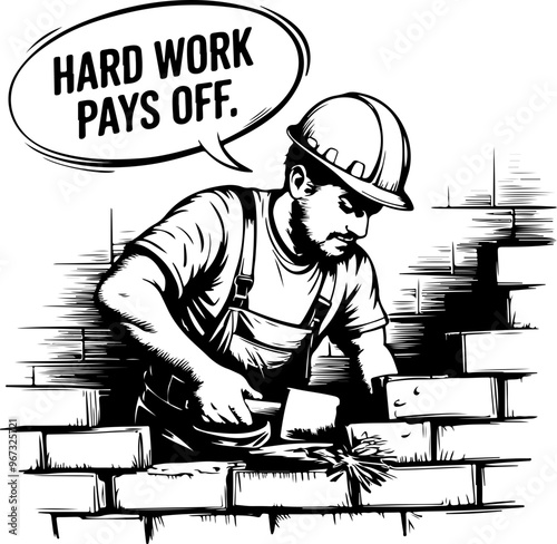 Illustration of a Mason with Inspirational Quote
