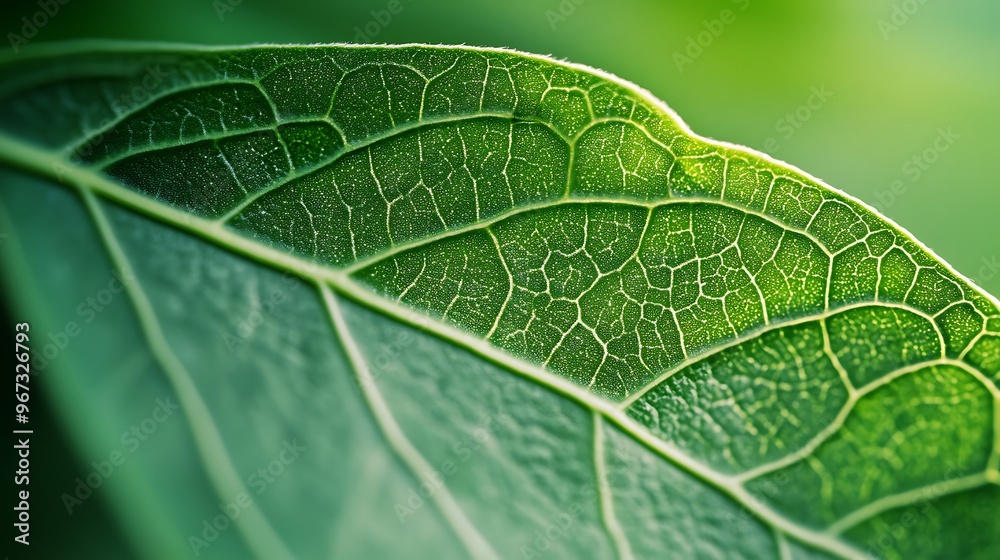 A close-up of a green leaf with intricate veins and a textured surface. The leaf is illuminated by sunlight, highlighting its details. A close-up of a green leaf with intricate veins and a textured surface. The leaf is illuminated by sunlight, highlighting its details.