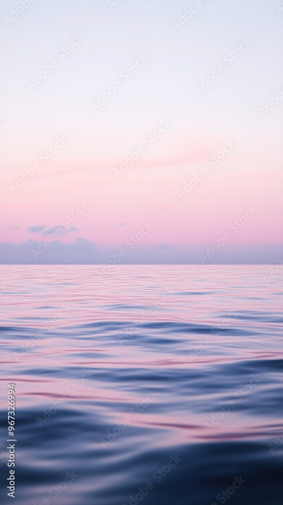 Obraz premium Calm Glassy Sea Water at Dawn with Soft Pink and Purple Reflections