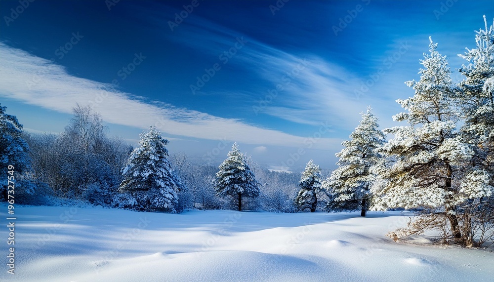 Fototapeta premium Snowy scene with distant trees