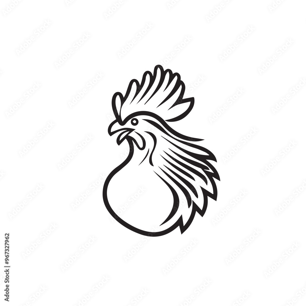 Rooster in cartoon, doodle style . Image for t-shirt, web, mobile apps and ui. Isolated 2d vector illustration in logo, icon, sketch style, Eps 10, black and white. AI Generative