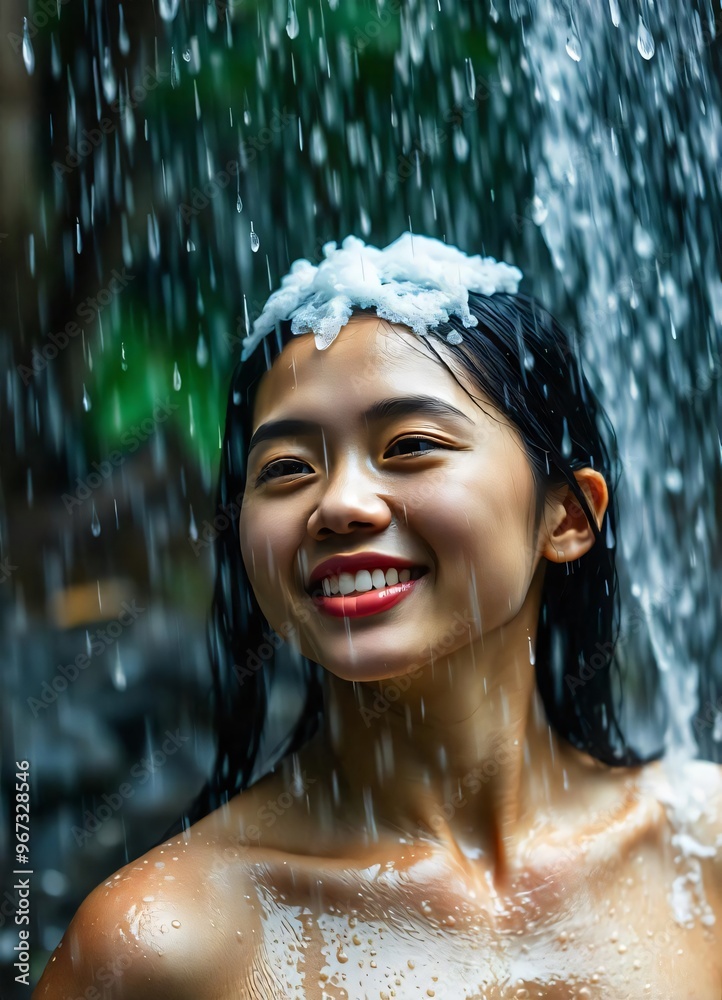 Fototapeta premium Woman washing hair in shower