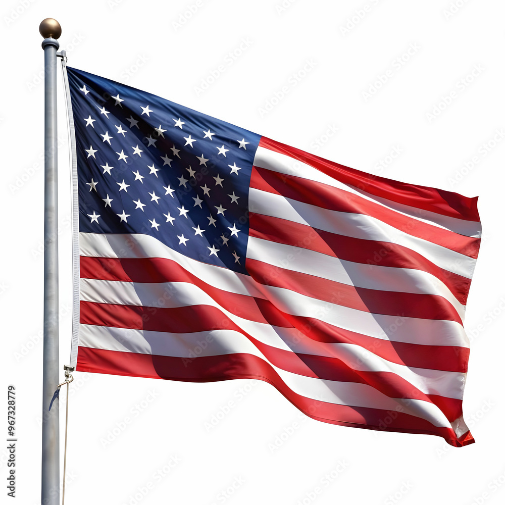 Fototapeta premium American flag waving in the wind cut out