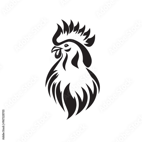 Wallpaper Mural Rooster in cartoon, doodle style . Image for t-shirt, web, mobile apps and ui. Isolated 2d vector illustration in logo, icon, sketch style, Eps 10, black and white. AI Generative Torontodigital.ca
