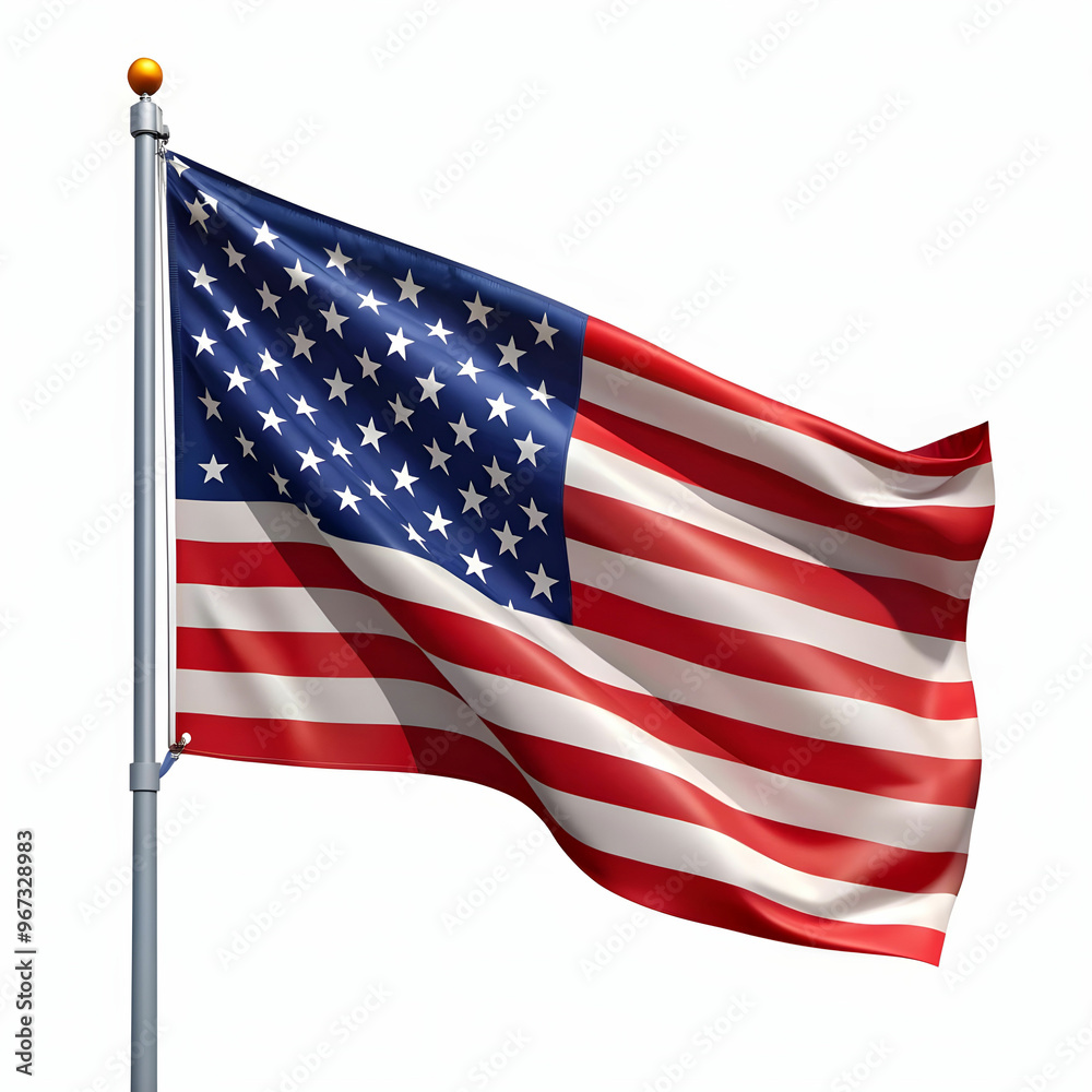 Fototapeta premium American flag waving in the wind cut out