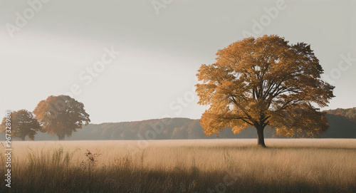 green tree in the desert with copy space photo