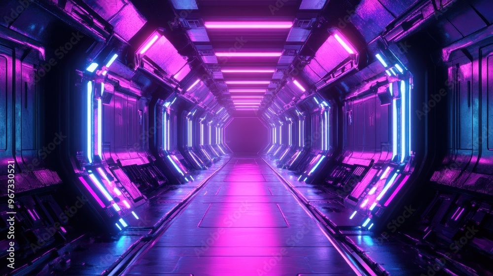 Neon Lights in a Futuristic Corridor Neon Lights in a Futuristic Corridor