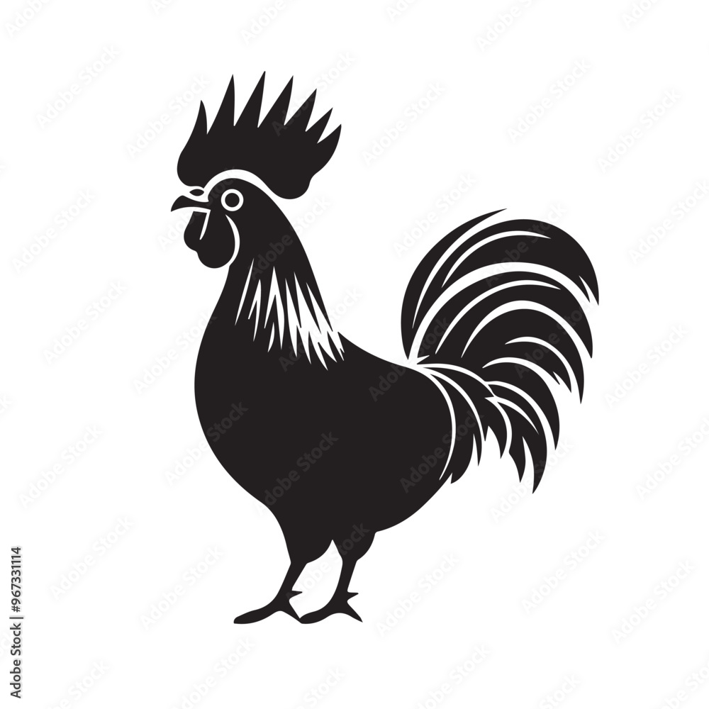 Rooster in cartoon, doodle style . Image for t-shirt, web, mobile apps and ui. Isolated 2d vector illustration in logo, icon, sketch style, Eps 10, black and white. AI Generative