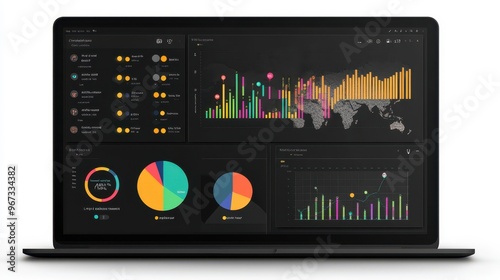 Comprehensive Data Analytics Dashboard on Laptop Screen