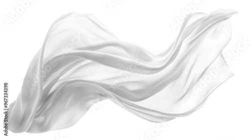 Soft white cloth waving isolated on transparent background for graphic design or wallpaper.