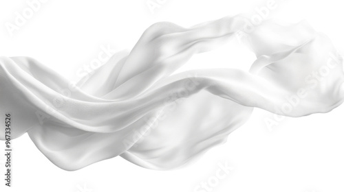 Soft white cloth waving isolated on transparent background for graphic design or wallpaper.