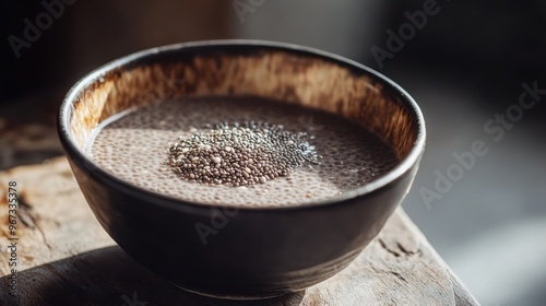 Delicious Bowl of Chia Pudding with Crunchy Texture