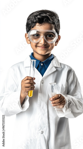 An Indian boy dressed as a scientist