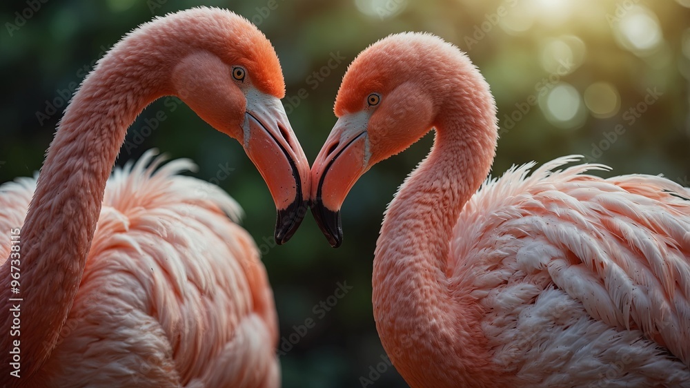 Romantic Flamingo Couple Forming Heart Shape, Valentine's Day concept. Romantic Flamingo Couple Forming Heart Shape, Valentine's Day concept.