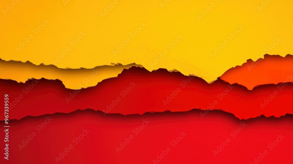 Obraz premium Immerse in a stylish widescreen backdrop with layered paper details, showcasing a vibrant color palette reminiscent of Spain.