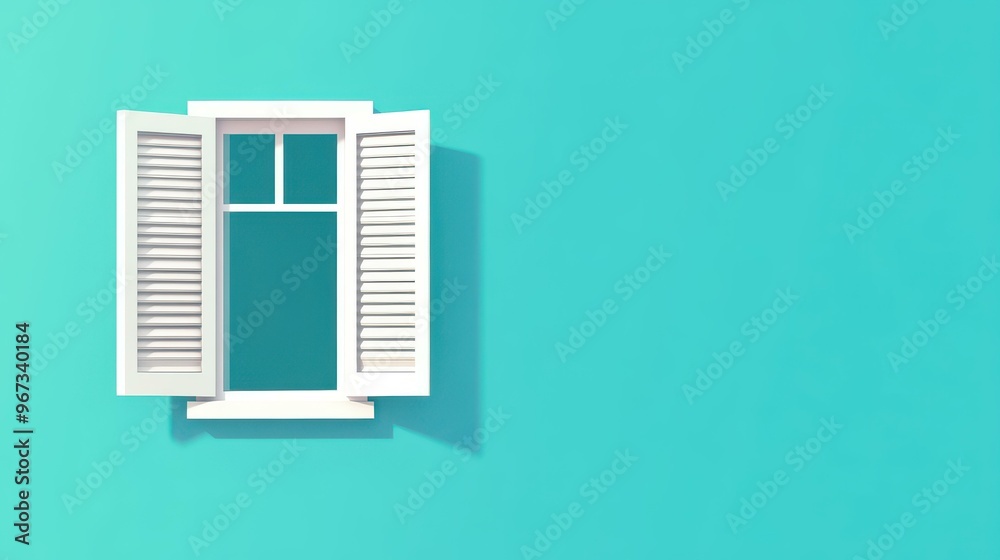 Enjoy the seamless charm of a cartoonstyle green window with a white shutter that opens and closes in a flat animation. Enjoy the seamless charm of a cartoonstyle green window with a white shutter that opens and closes in a flat animation.