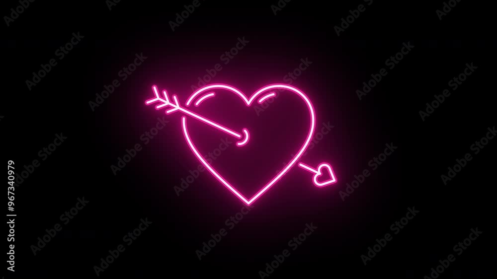 Neon heart animation, flickering emergence and fading. Glowing neon heart icon with cupid arrow, looped animation. Sweet love and passion, romantic date, amore, love feeling. Red, pink, purple colors Neon heart animation, flickering emergence and fading. Glowing neon heart icon with cupid arrow, looped animation. Sweet love and passion, romantic date, amore, love feeling. Red, pink, purple colors