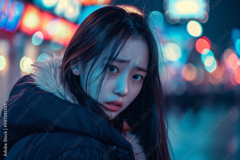 Raw emotion beautiful korean girl's eyes highlights her sorrow ...