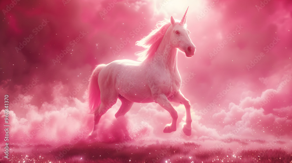Magical Unicorn Galloping Through Fiery Stars	
