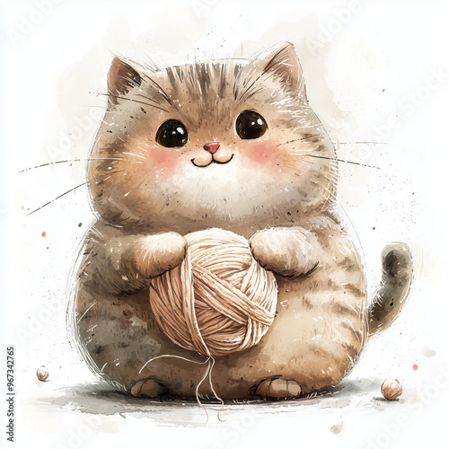 A chubby cat playing with y...