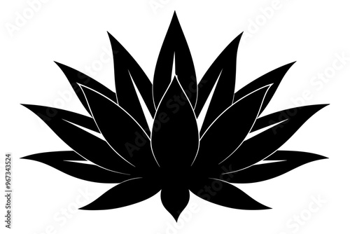 agave tequilana plant, silhouette black color vector art illustration photo