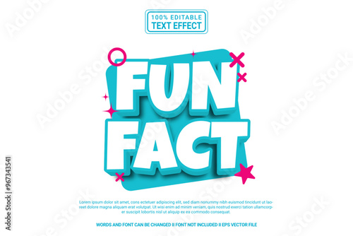 Editable text effect Fun Fact 3d cartoon template style modern premium vector photo