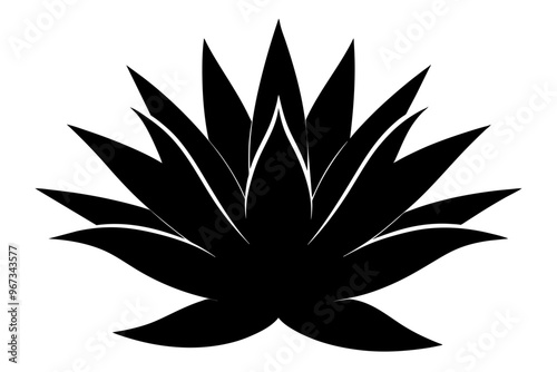 agave tequilana plant, silhouette black color vector art illustration photo