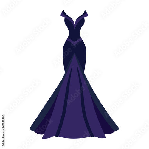 Ladies gown vector art illustration isolated on white background.
