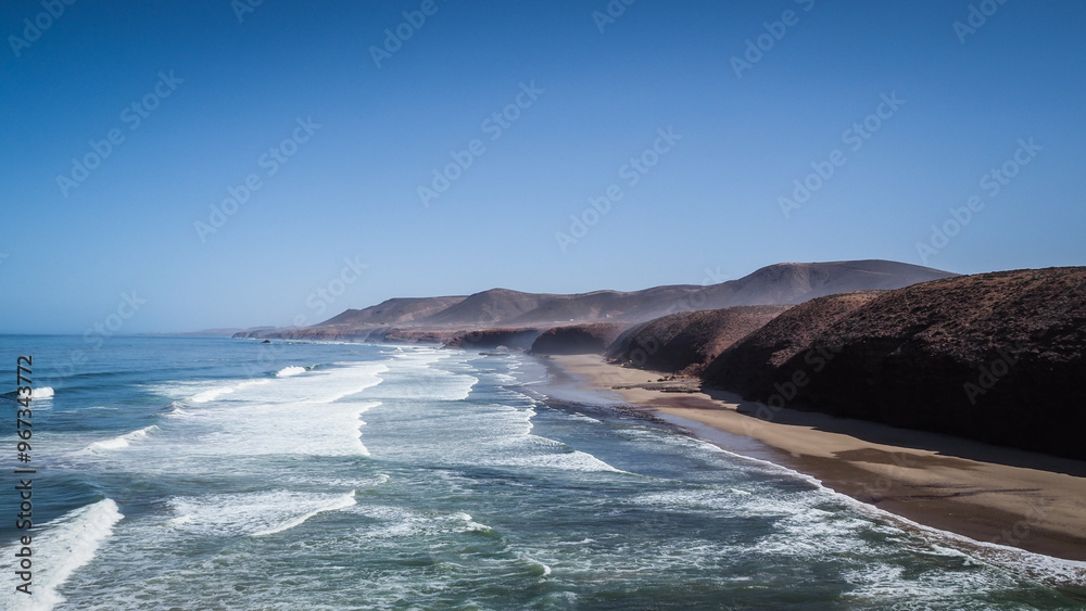 The landscape of Legzira Beach in Morocco The landscape of Legzira Beach in Morocco