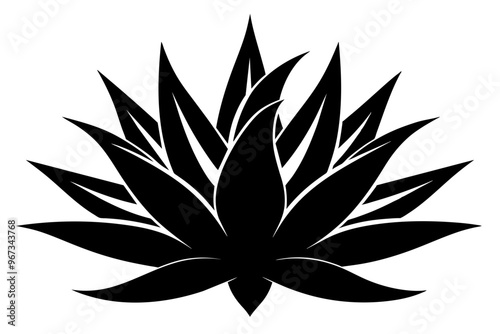 agave tequilana plant, silhouette black color vector art illustration