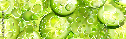 A glass of cucumber water with a few cucumber slices on the table in background