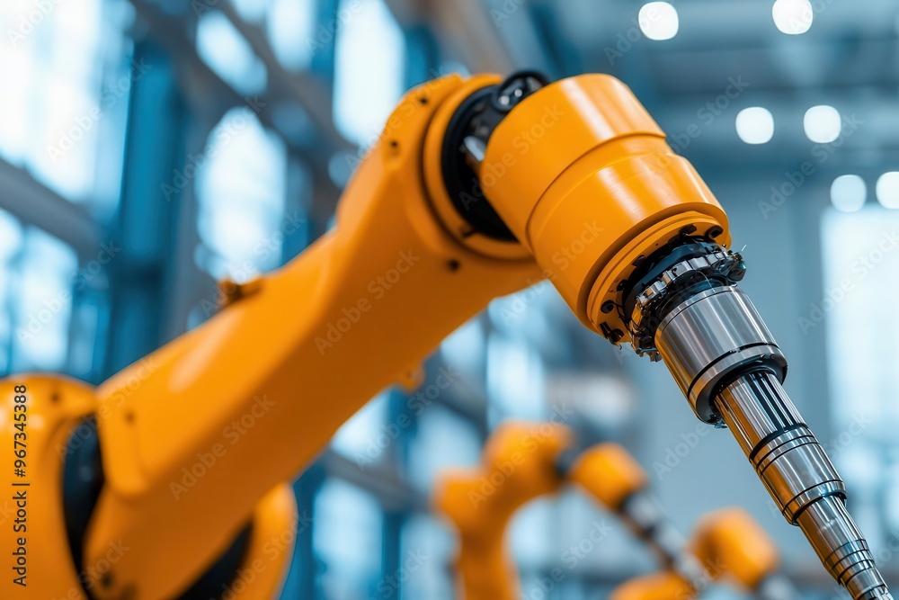 Modern cement factory with automated robotic arms handling materials, Futuristic cement production, technology and automation Modern cement factory with automated robotic arms handling materials, Futuristic cement production, technology and automation