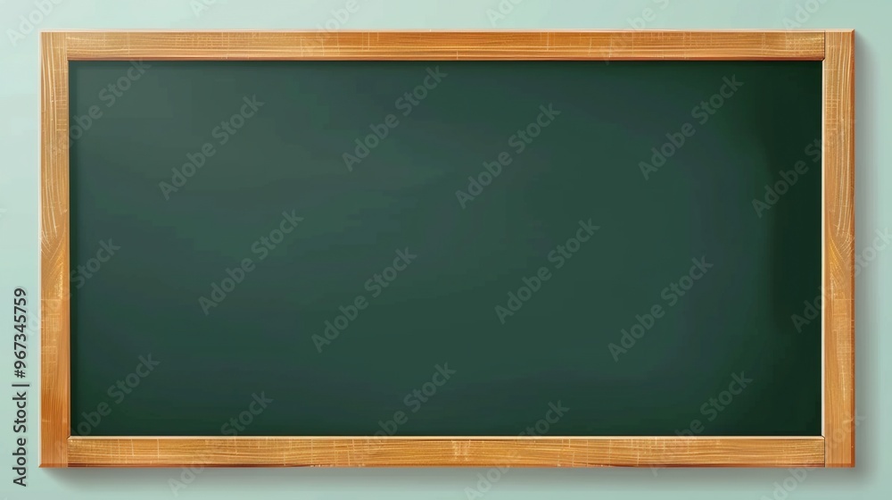 Green Chalkboard with Wooden Frame: High-Resolution Image on a White Background Green Chalkboard with Wooden Frame: High-Resolution Image on a White Background