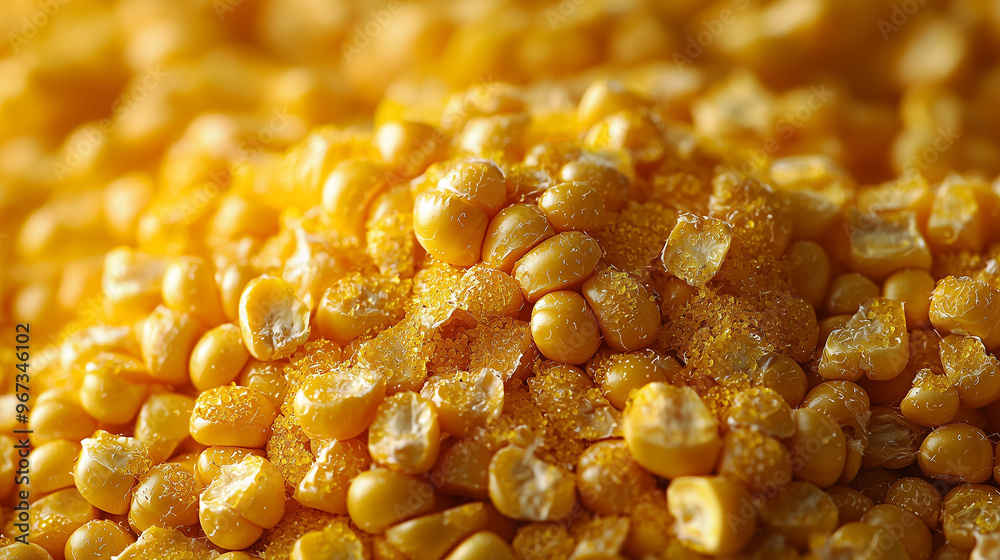Corn grains. Text space. Background. Macro photography. Corn grains. Text space. Background. Macro photography.