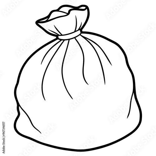 trash bag outline coloring book page line art illustration digital drawing