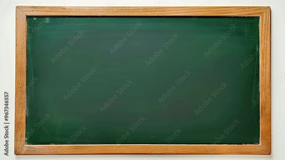 Green Chalkboard with Wooden Frame: High-Resolution Image on a White Background Green Chalkboard with Wooden Frame: High-Resolution Image on a White Background