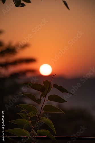 Beautiful sunset over the mouantain in Greece ,Europe photo